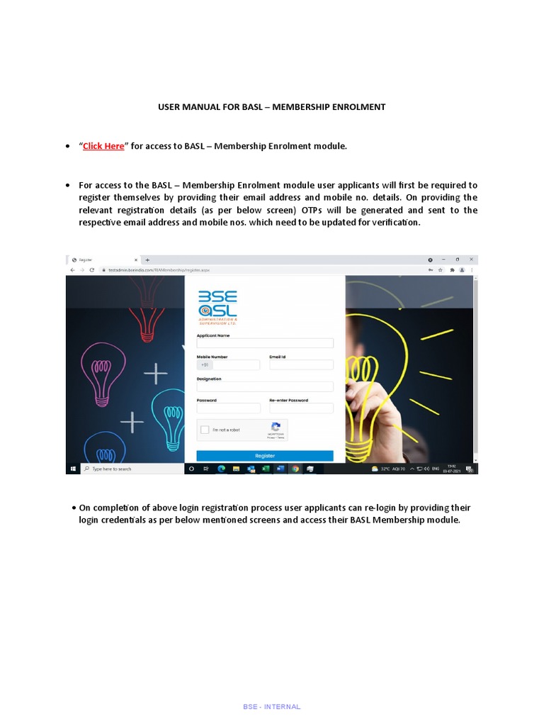 BASL Membership Enrolment Guide | PDF | Login | Information Technology