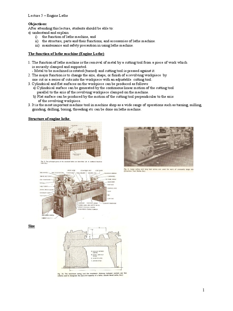 UOW - Lecture 5 Lathe Machine | PDF | Machining | Manufactured Goods