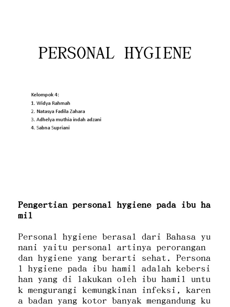 PERSONAL HYGIENE PRACTICES FOR PREGNANT WOMEN PDF