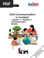 Oral Communication in Context: Quarter 1 - Module 2: Communication Models