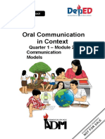 Oral Communication in Context: Quarter 1 - Module 2: Communication Models