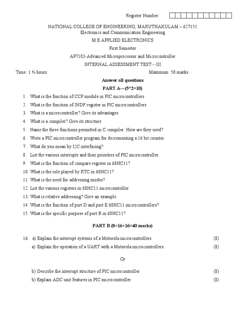 PIC Microcontroller Assessment Guide | PDF | Microcontroller | Input/Output