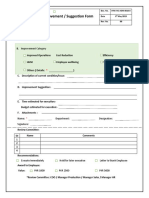 Improvement / Suggestion Form: Doc. No. Date 8 May 2019 Rev. No. 00