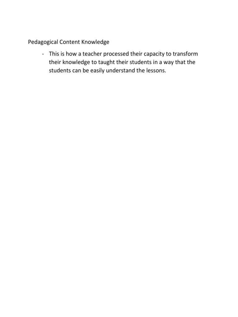 Understanding Pedagogical Content Knowledge | PDF