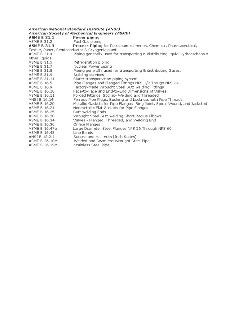 ASME Piping Standards Overview | PDF