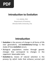 Introduction To Evolution: S. A. Musa, PHD Department of Anatomy Ahmadu Bello University, Zria