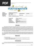 General Mathematics First Semester 1 Quarter 2021 - 2022 1 1 Chapter 1: Introducing Functions