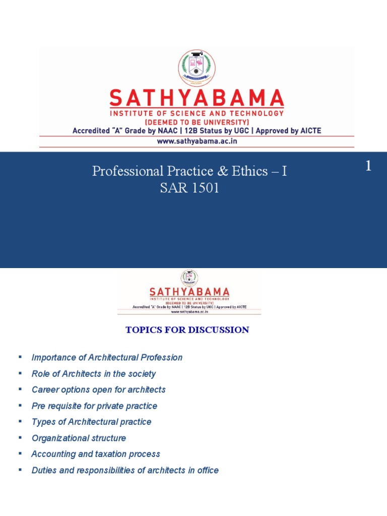 Professional Practice and Ethics - 18!08!20 - Unit 1 | PDF | Architect ...