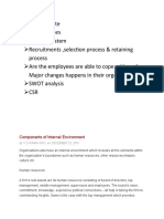 Components of Internal Environme of An Organisation