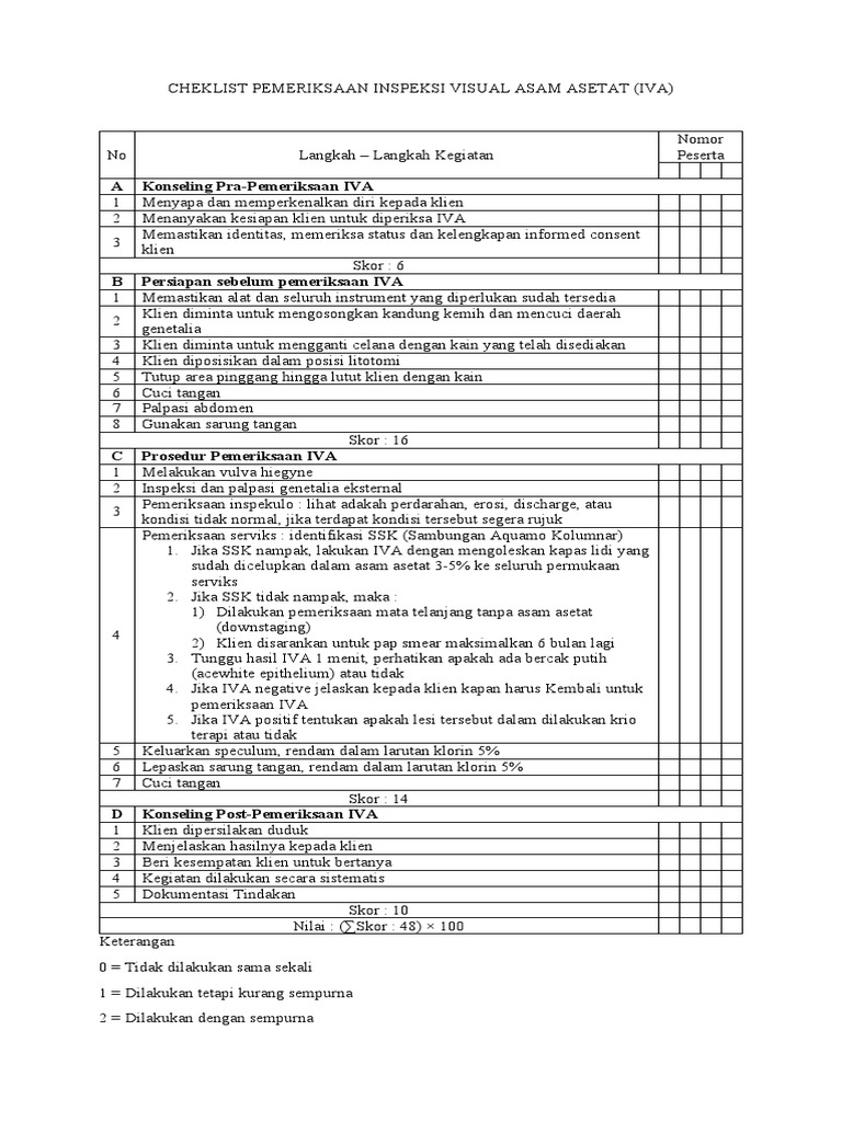 Checklist Inspeksi Visual Asam Asetat | PDF