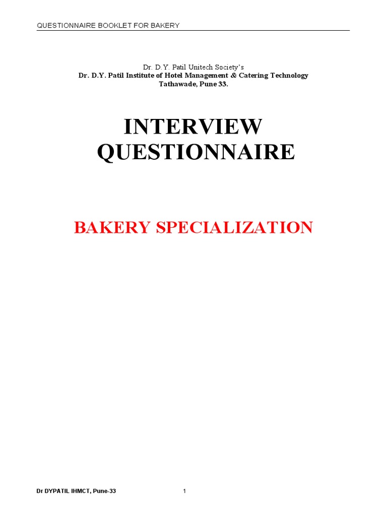 Bakery Interview Questions PDF Cakes Desserts