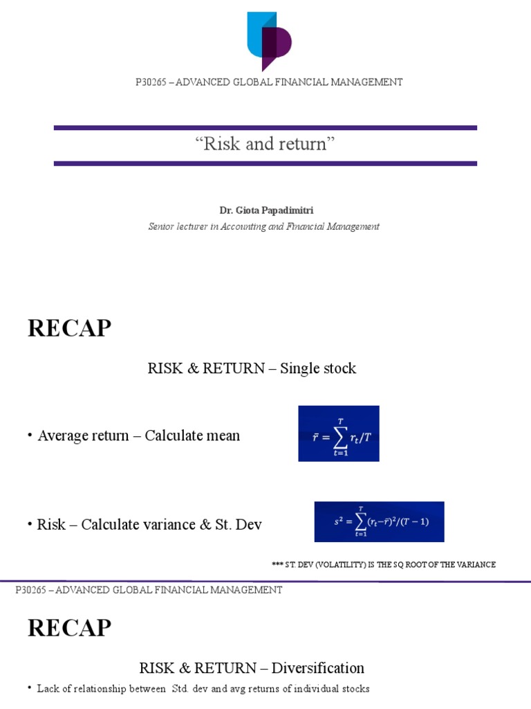 Risk and Return Analysis of INTC and NKE | PDF | Economies | Financial ...