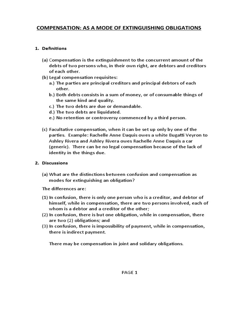 Compensation in Obligation Extinguishment | PDF | Payments | Debt
