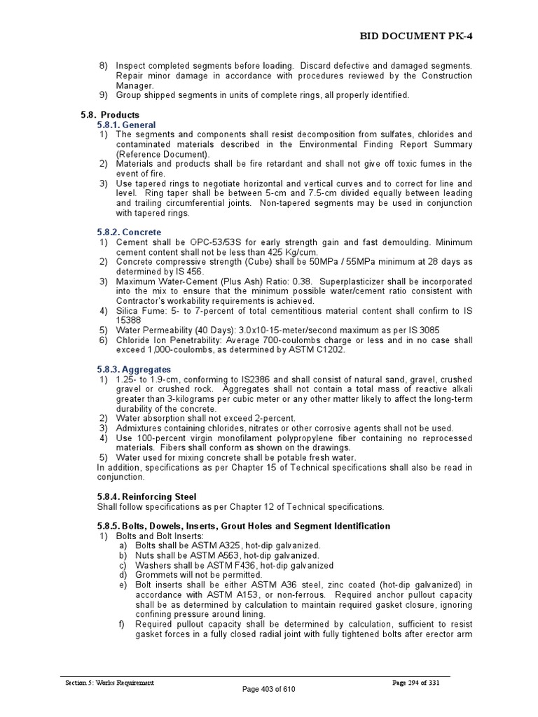 Specifications Segment Inserts & Gaskets | PDF | Concrete | Fracture