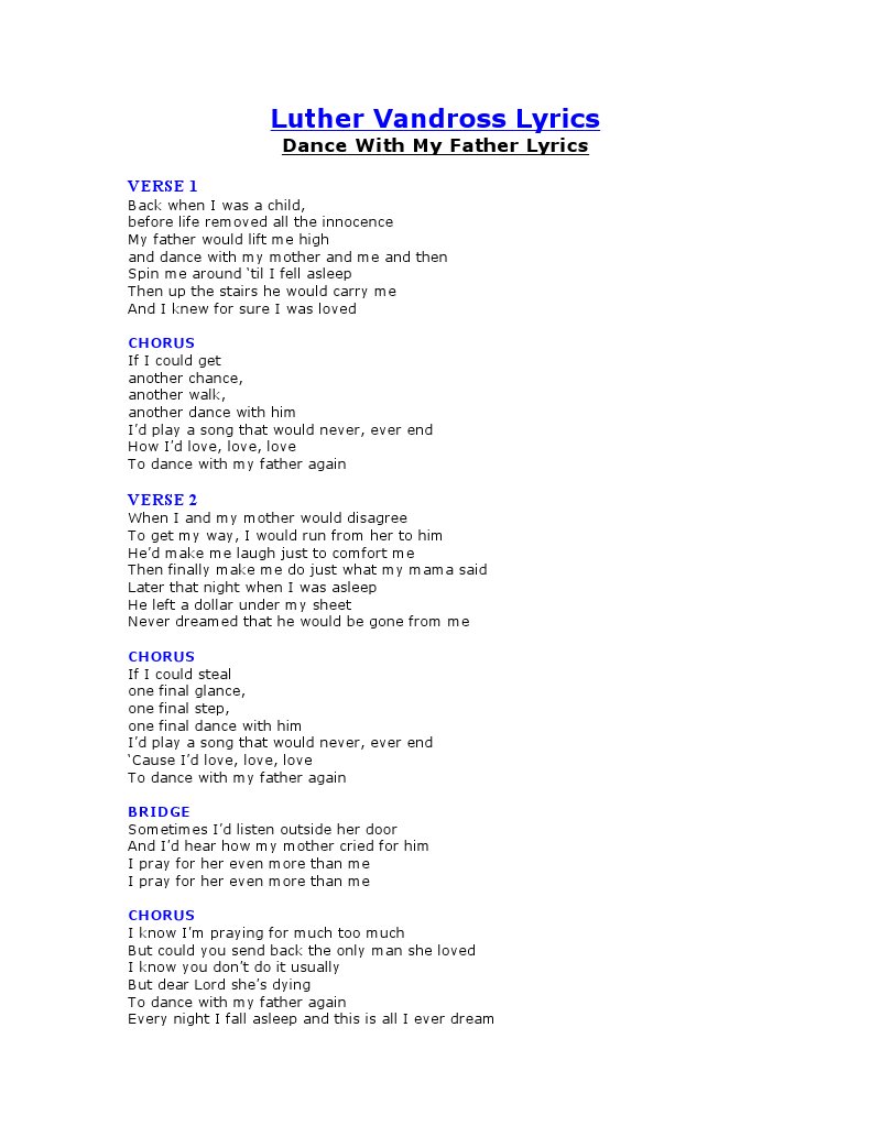 Luther Vandross Lyrics PDF