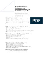 Pathophysiology: Total Questions-2020 General Pathophysiology: 1448 Special Fiztiopatologia: 572