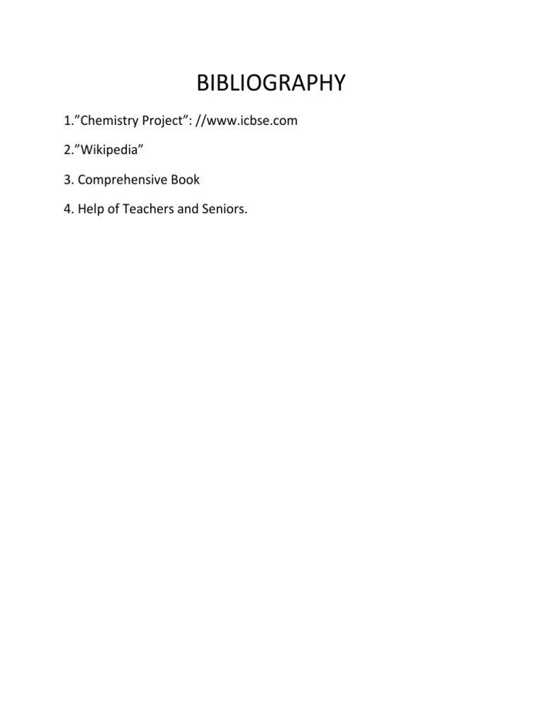 Chemistry Project Bibliography Guide | PDF