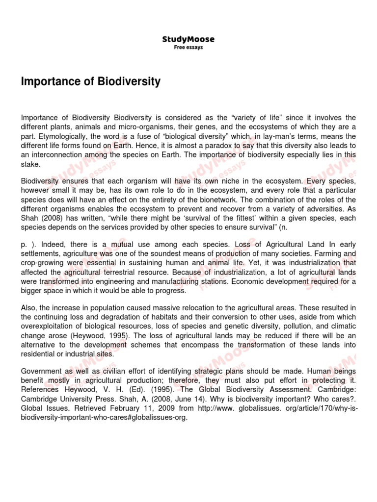 Significance of Biodiversity Explained | PDF | Biodiversity | Agriculture