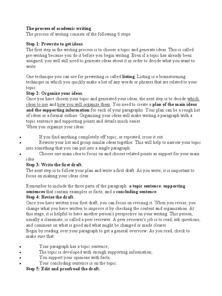 Steps in the Academic Writing Process | PDF | Proofreading | Paragraph