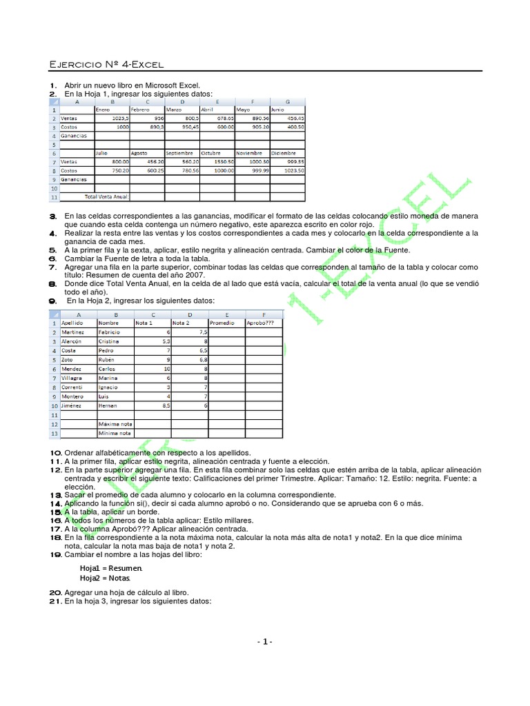 Ejercicio 4 | PDF | Hoja de cálculo | Microsoft Excel