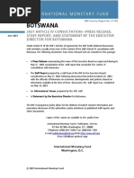 Botswana: 2021 Article Iv Consultation-Press Release Staff Report and Statement by The Executive Director For Botswana