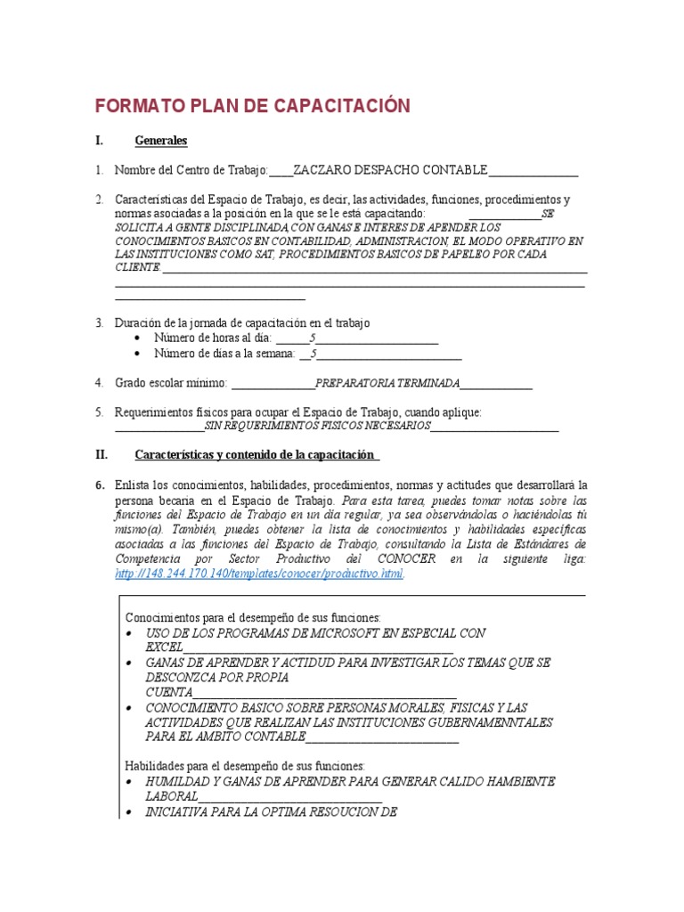 Plan de Capacitación en Contabilidad | PDF | Crecimiento personal y ...