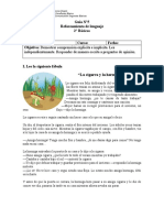 Guía Reforzamiento Fábula Cigarra y Hormiga