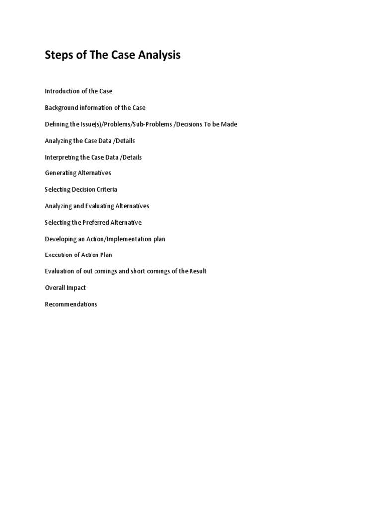 Case Analysis Steps An Overview Pdf Technology Engineering