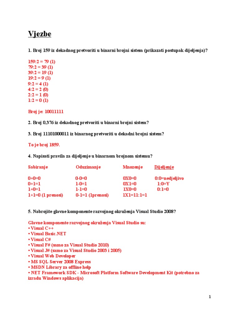 Pitanja I Odgovori Test 1 SAMO TEST | PDF