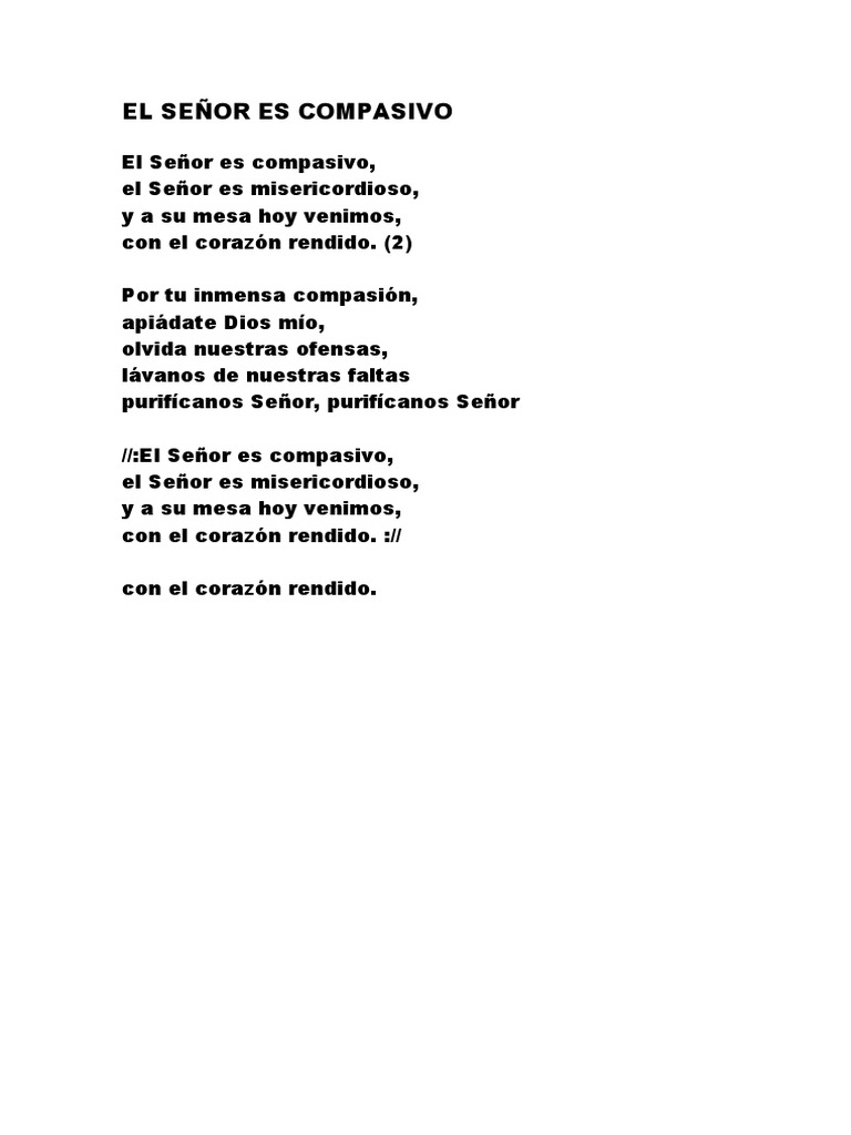 El Señor es Compasivo: Letra y Acordes | PDF