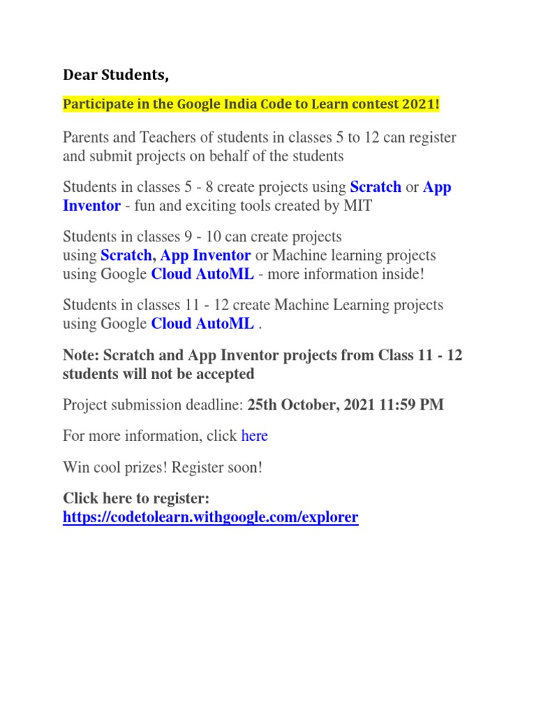 Google Code to Learn Contest 2021 | PDF