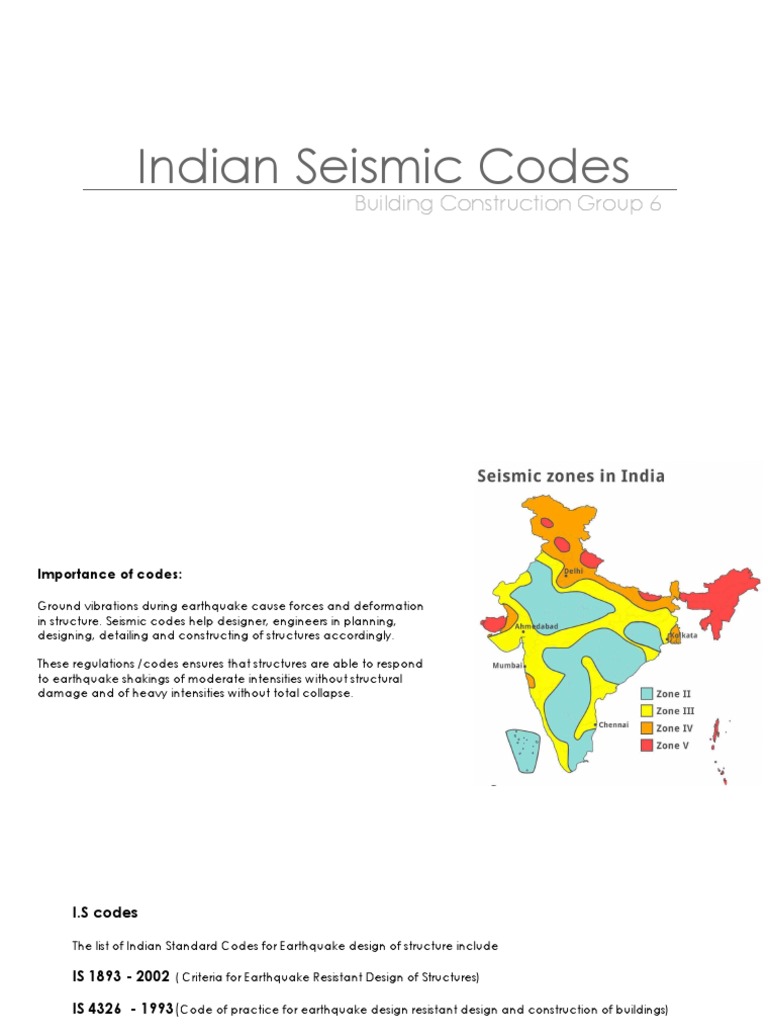 Indian Seismic Codes for Building Safety | PDF | Earthquake Engineering ...