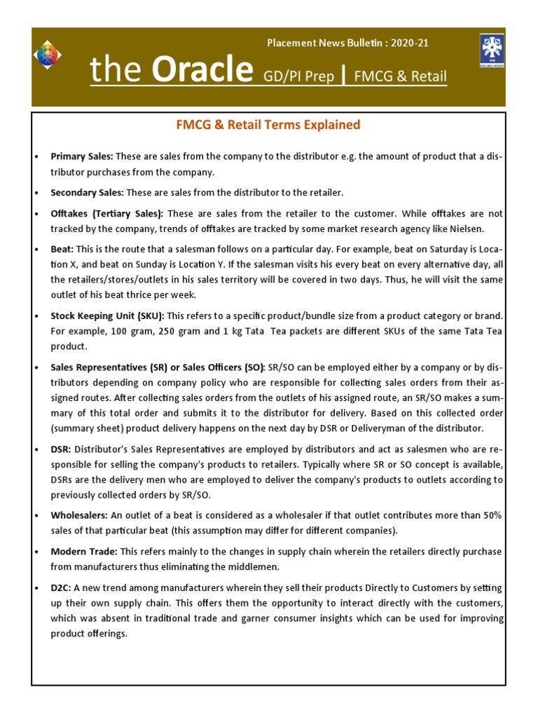 FMCG - Retail GDPI Prep | PDF | Retail | Return On Investment