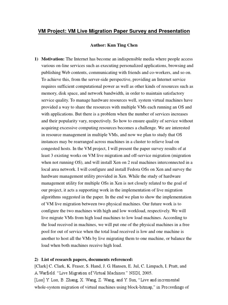 VM Live Migration Project Overview | PDF | Virtual Machine | System ...
