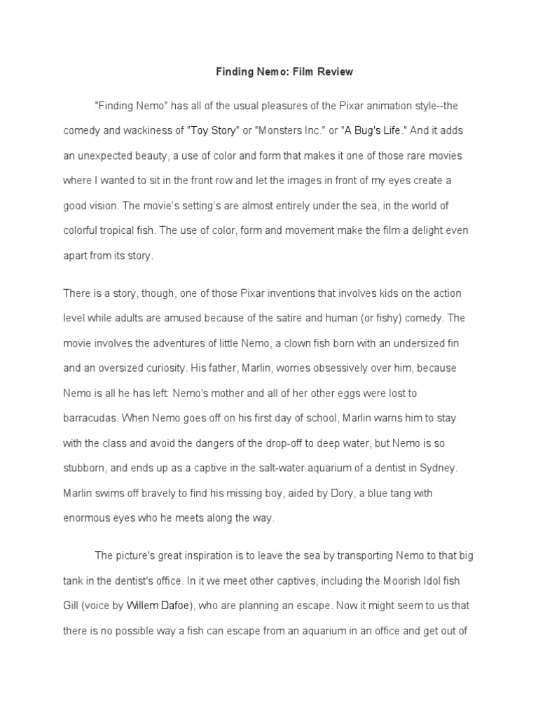 finding nemo review essay