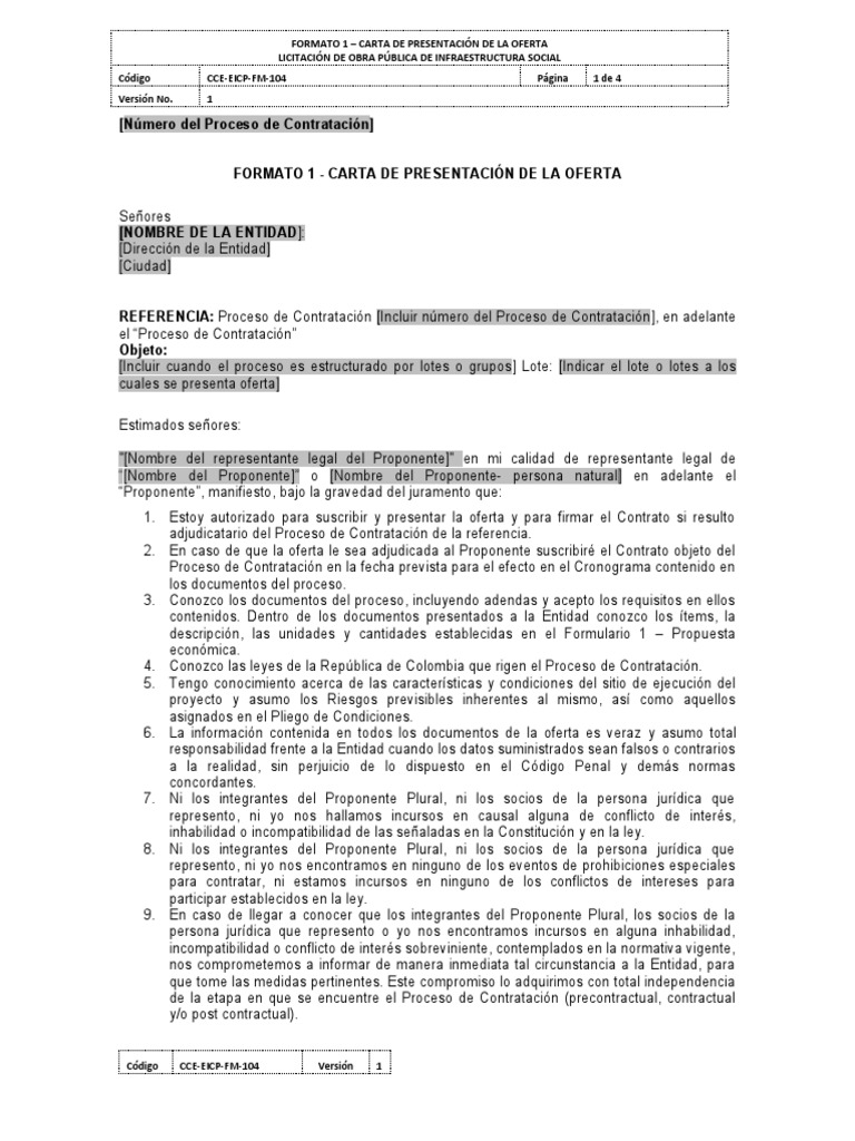 Formato 1 carta de presentaci n de la oferta cce eicp fm 104