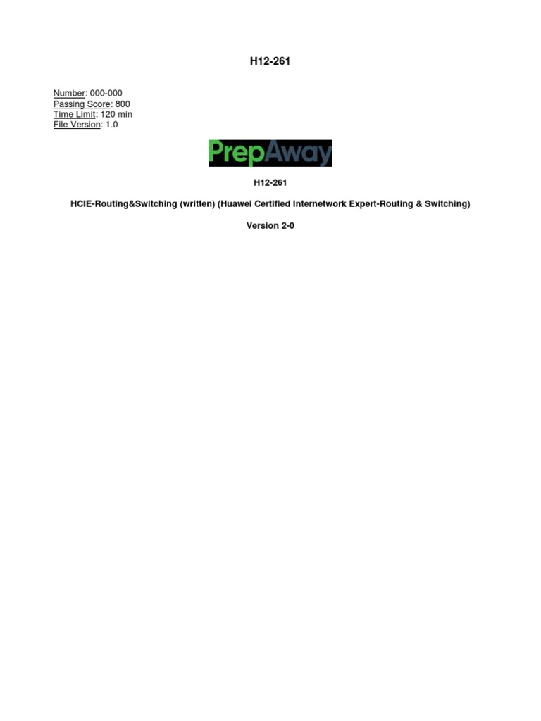 Huawei Certified ExpertRouting & Switching (HCIERouting&Switching) Practice Exam