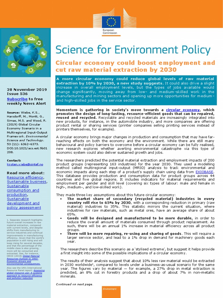 Circular Economy Employment 2030 | PDF | Sustainability | Recycling