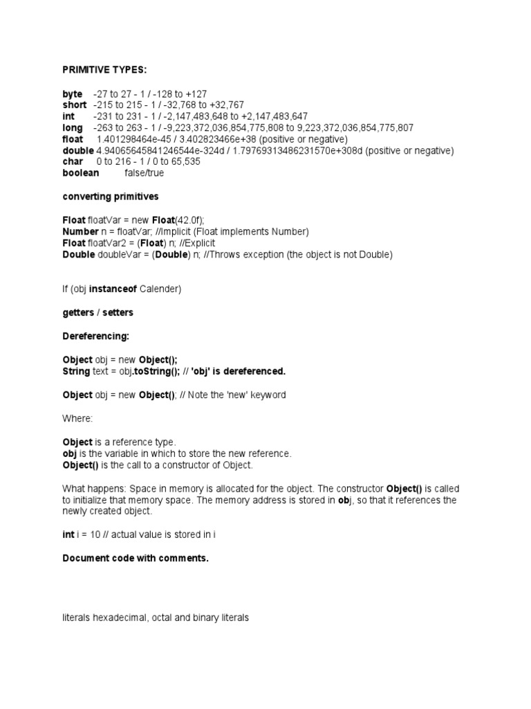 Exploring Java Primitive Types, Arrays, Strings, and Related Concepts ...