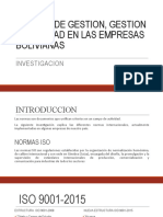 Investigacion de Sistema de Gestion, Gestion de Calidad en Las Empresas de Bolivi