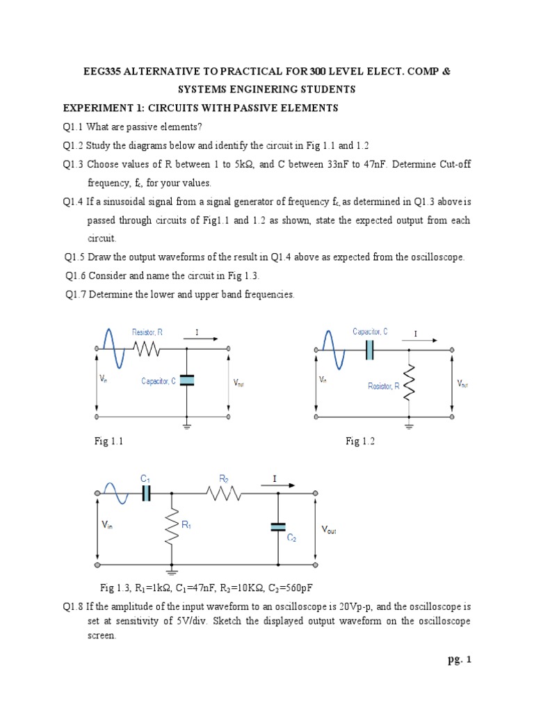 300-Level Electrical Engineering Experiments | PDF | Electronic ...