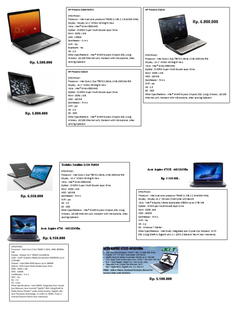 Brosur Laptop | PDF | Wi Fi | Computer Science