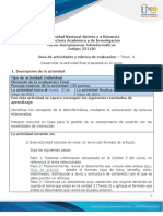 Guía de Actividades y Rúbrica de Evaluación - Unidad - Tarea 4 - Desarrollar La Actividad Final Propuesta en El Curso