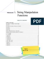 String Manipulation Functions: Name: - Year & Sec