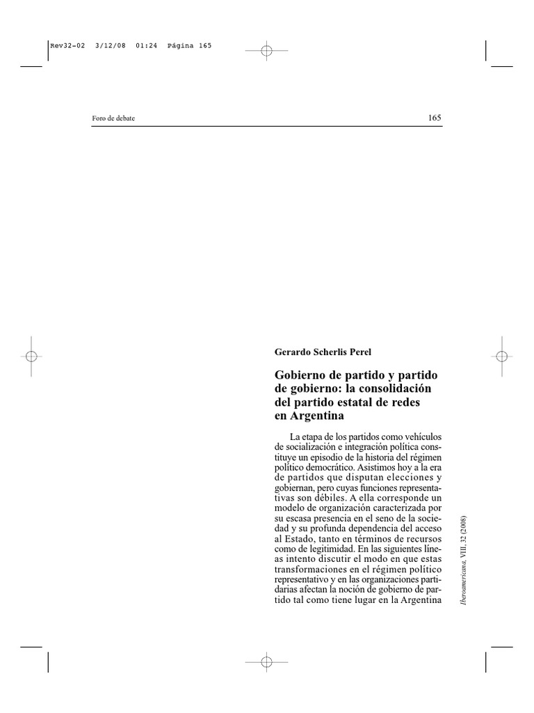 Scherlis 2008 Gobierno de Partido y Partido de Gobierno | PDF ...