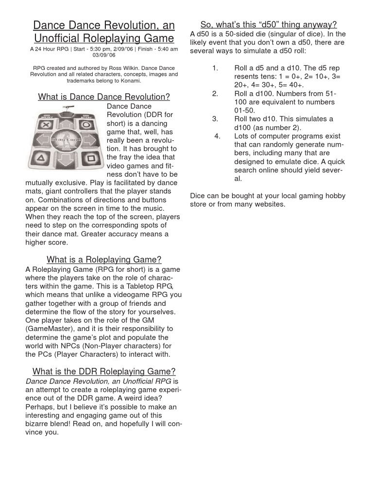 Dance Dance Revolution Corebook | PDF | Role Playing Games | Leisure ...
