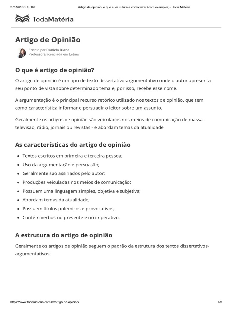 Artigo de Opinião - o Que É, Estrutura e Como Fazer (Com Exemplos ...