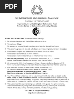 UKMT - IMC - Intermediate Mathematical Challenge 2007 - Questions