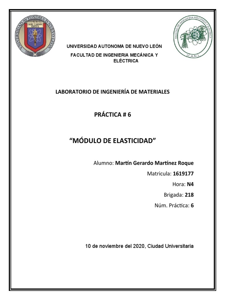 Practica 6 Modulo De Elasticidad Pdf