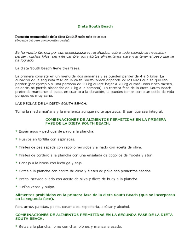 Guía Completa de la Dieta South Beach | PDF | ensalada | Dieta
